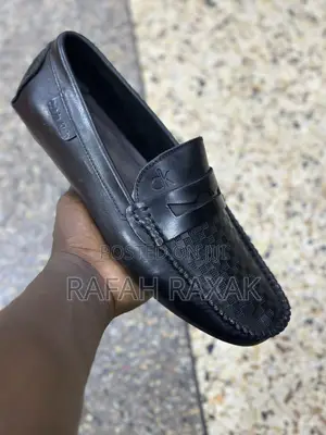Men’S Black Super Classic Calvin Klein Leather Moccasins