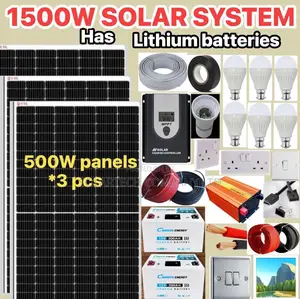 1500w Durable Solar System Full Kit With Lithium Batteries