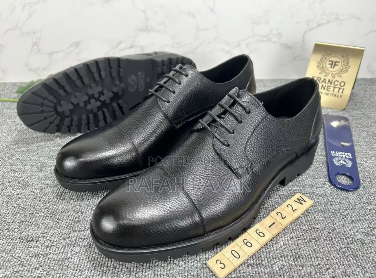 Men’S Black Pure Leather Franco Banetti Lace Up Gentle Shoes