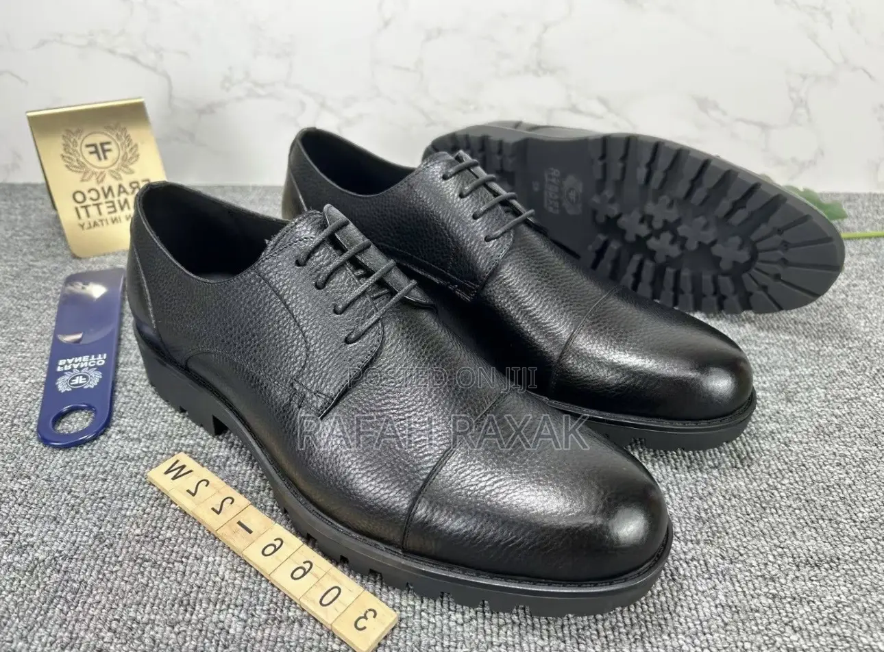 Men’S Black Pure Leather Franco Banetti Lace Up Gentle Shoes