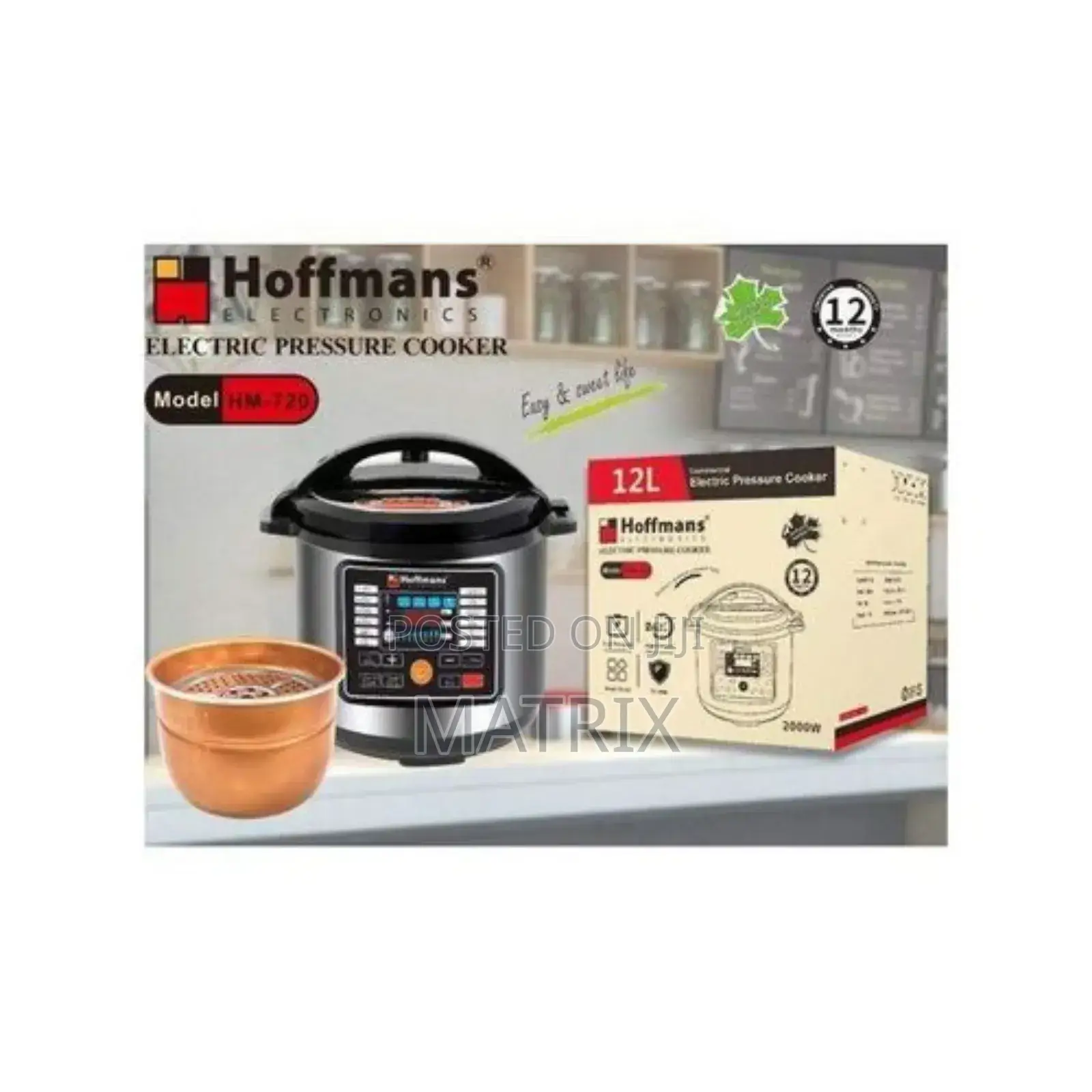 Hoffmans 12l Iters Electric Multifunction Pressure Cooker