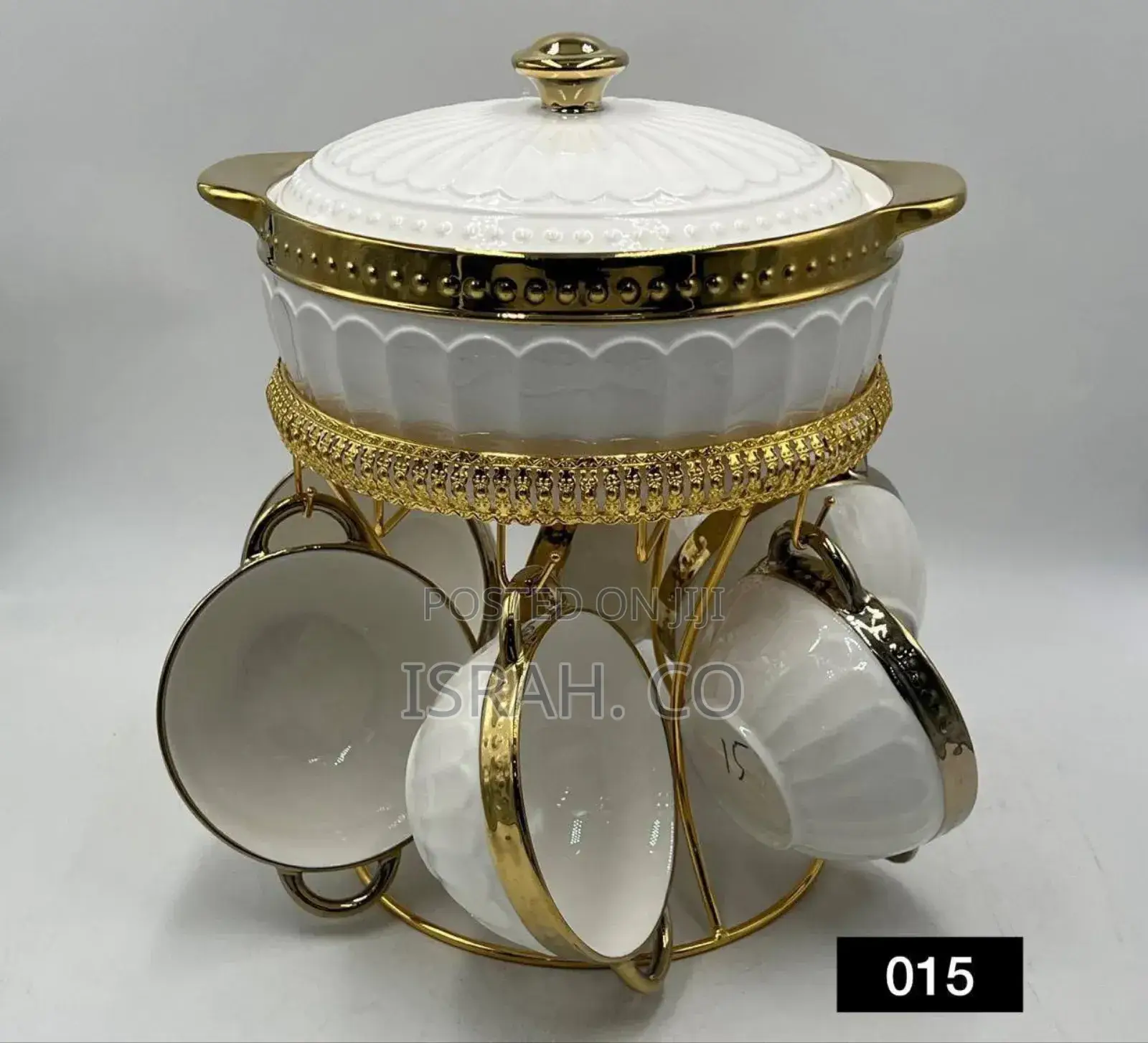 White and Gold Porcelain Soup Set