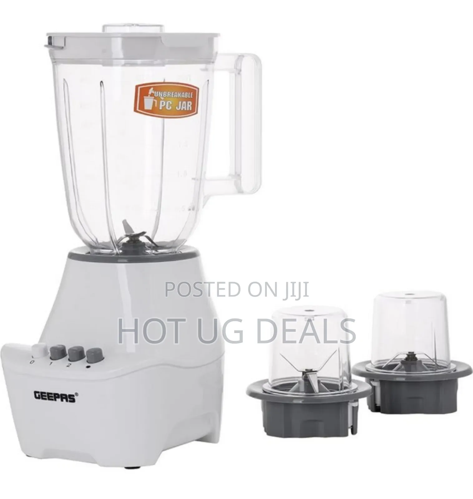 Geepas 3 In 1 Unbreakable Jar, With 2 Speed 1.5 L -white