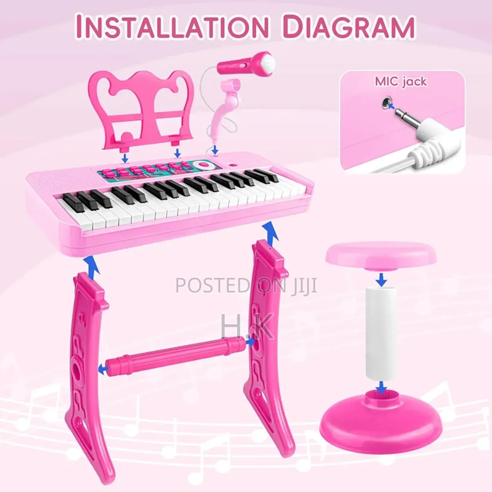 Toy Piano With Stand for 3-5 Year Old