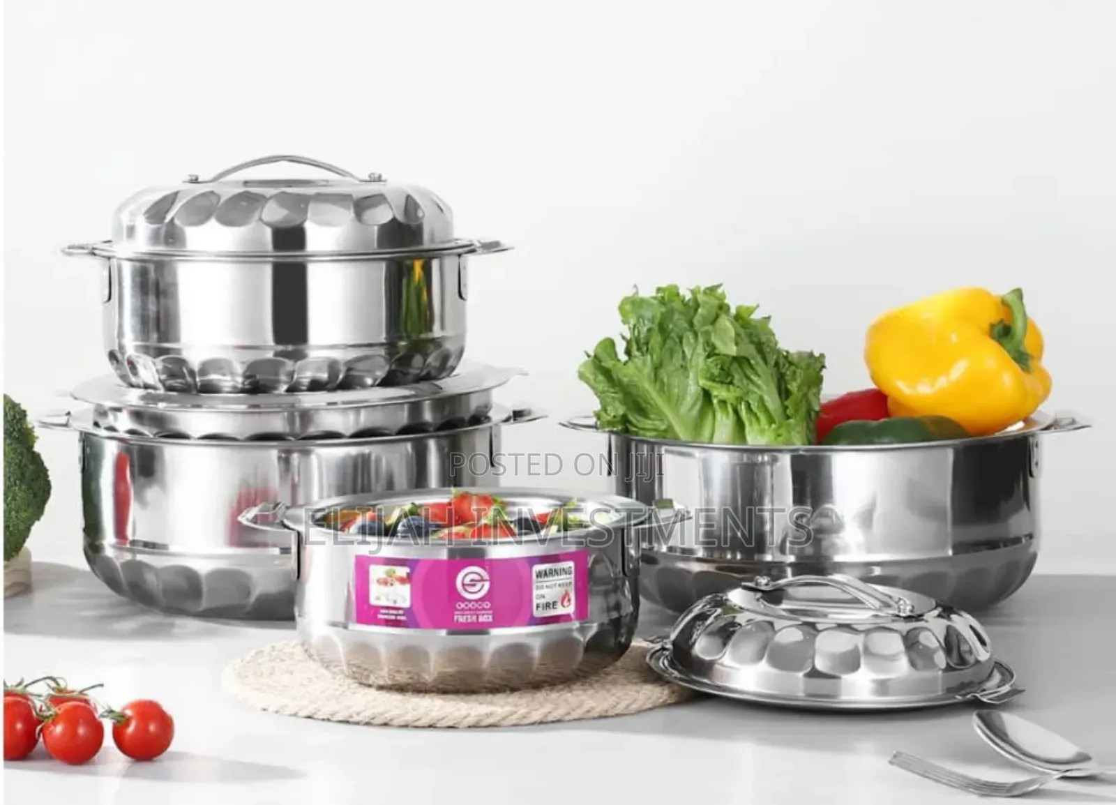 4pcs Stainless Steel Food Warming Dishes Lunch Boxes