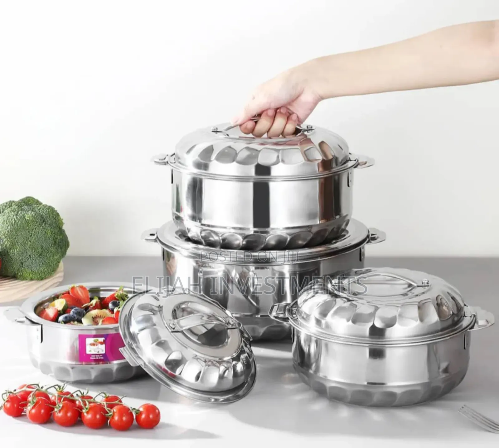 4pcs Stainless Steel Food Warming Dishes Lunch Boxes