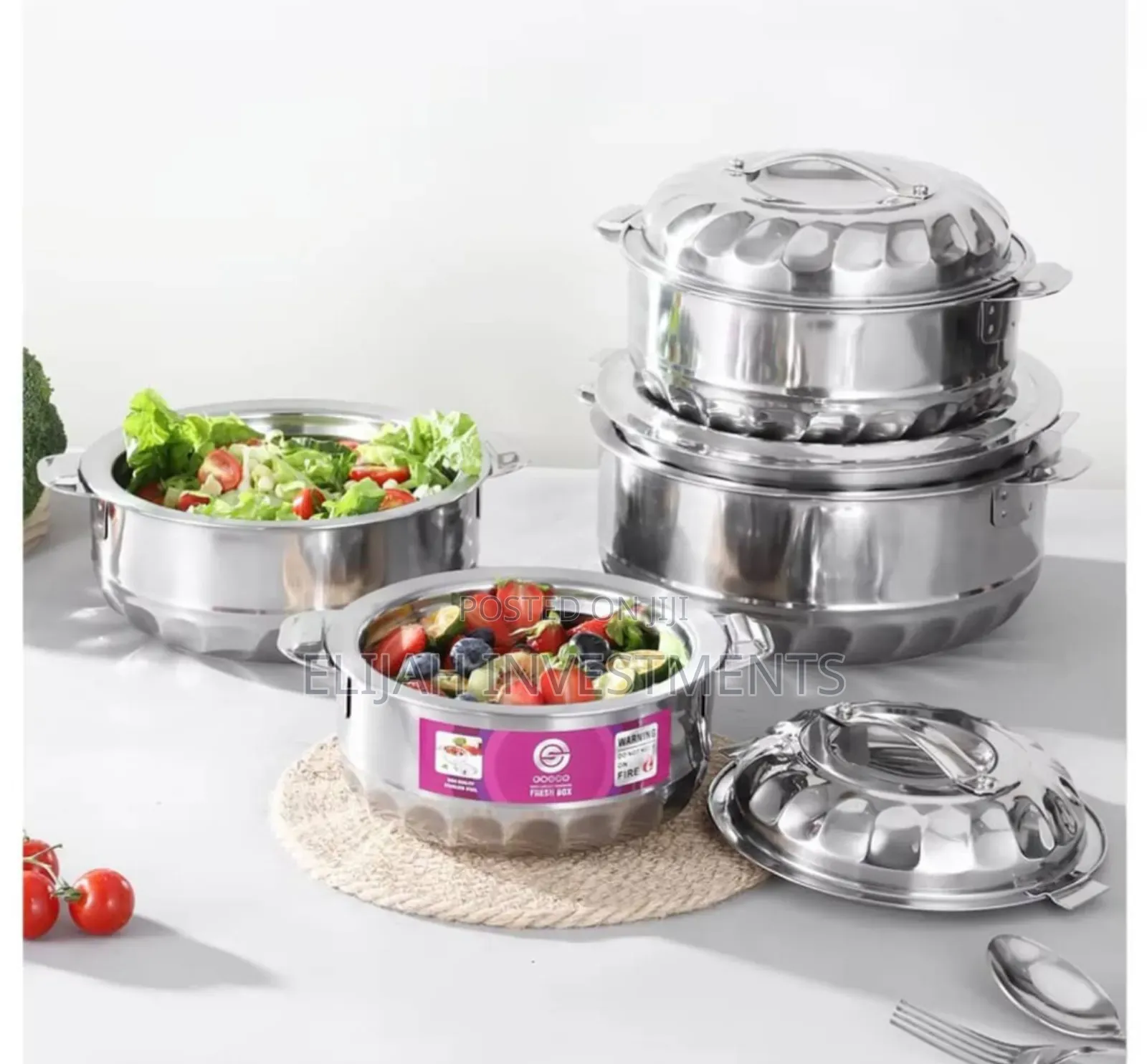 4pcs Stainless Steel Food Warming Dishes Lunch Boxes