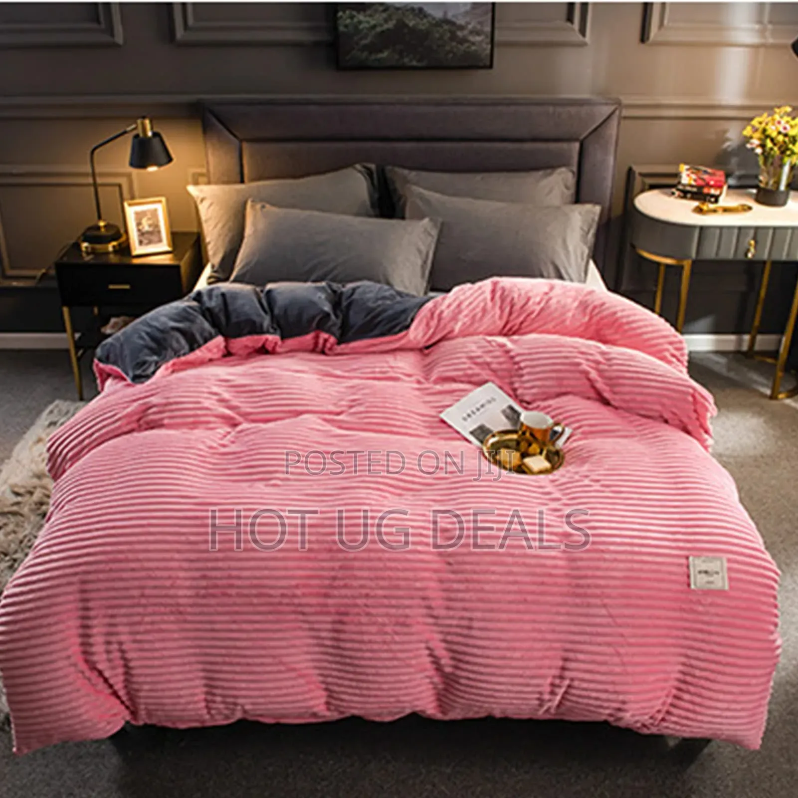 6x6 4pc Coral Velvet Duvet Set With 1 Bedsheet, 2pillowcases