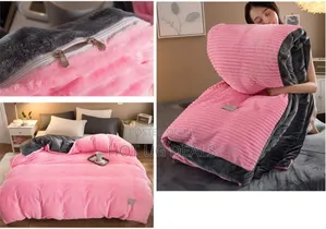 6x6 4pc Coral Velvet Duvet Set With 1 Bedsheet, 2pillowcases