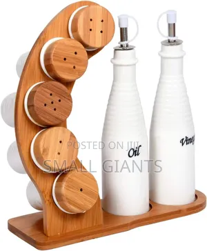 Set of 7 Cruets With Bamboo Rack