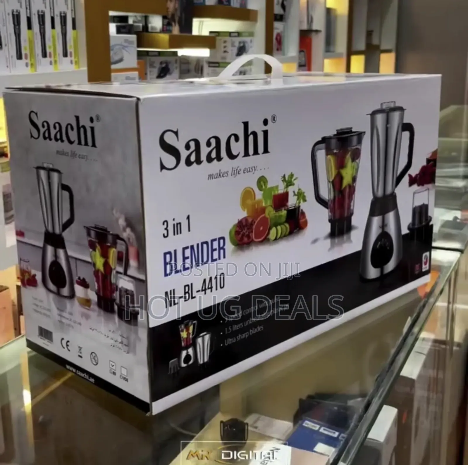 Saachi 3 In1 Stainless Steel Jar  Blender/Grinder - Silver