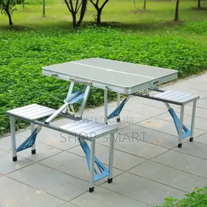 Photo - Camping Metallic Picnic Foldable Table 4 _ Seater
