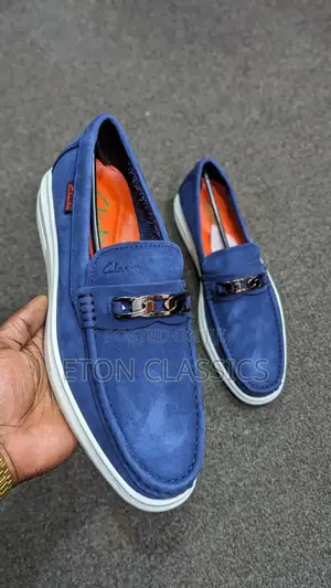Photo - Blue White Sole Men's Original Leather Loafers Size 40 to 45