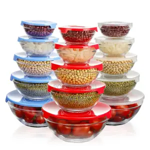 5pcs Glass Bowl Set - Clear Color Of The Lids May Vary