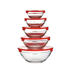 5pcs Glass Bowl Set - Clear Color Of The Lids May Vary