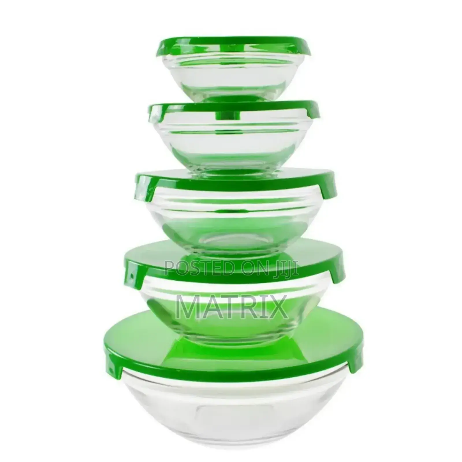 5pcs Glass Bowl Set - Clear Color Of The Lids May Vary