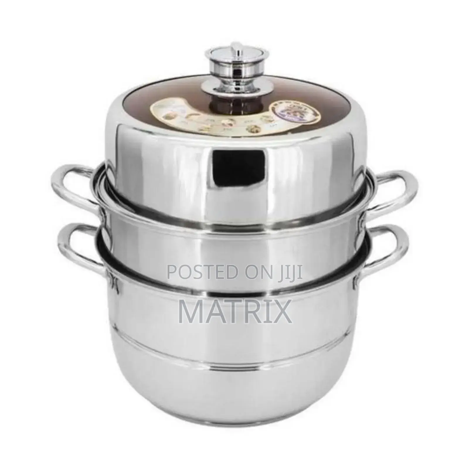 3 Layer Stainless Steel Food Saucepan and Steamer Soup Pot -(24cm)