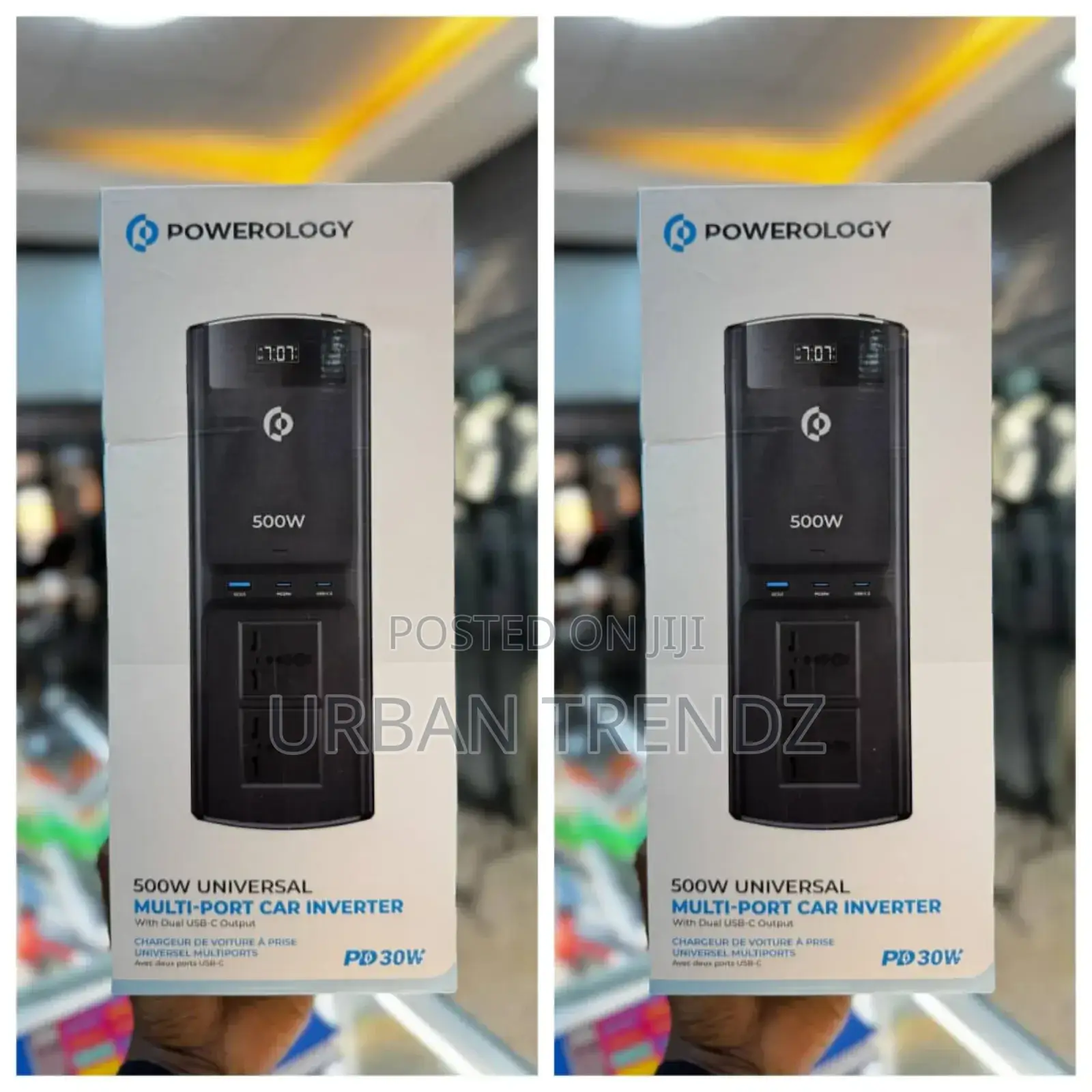 Powerology 500w Universal Multi-Port Car Inverter Dual Usb-C