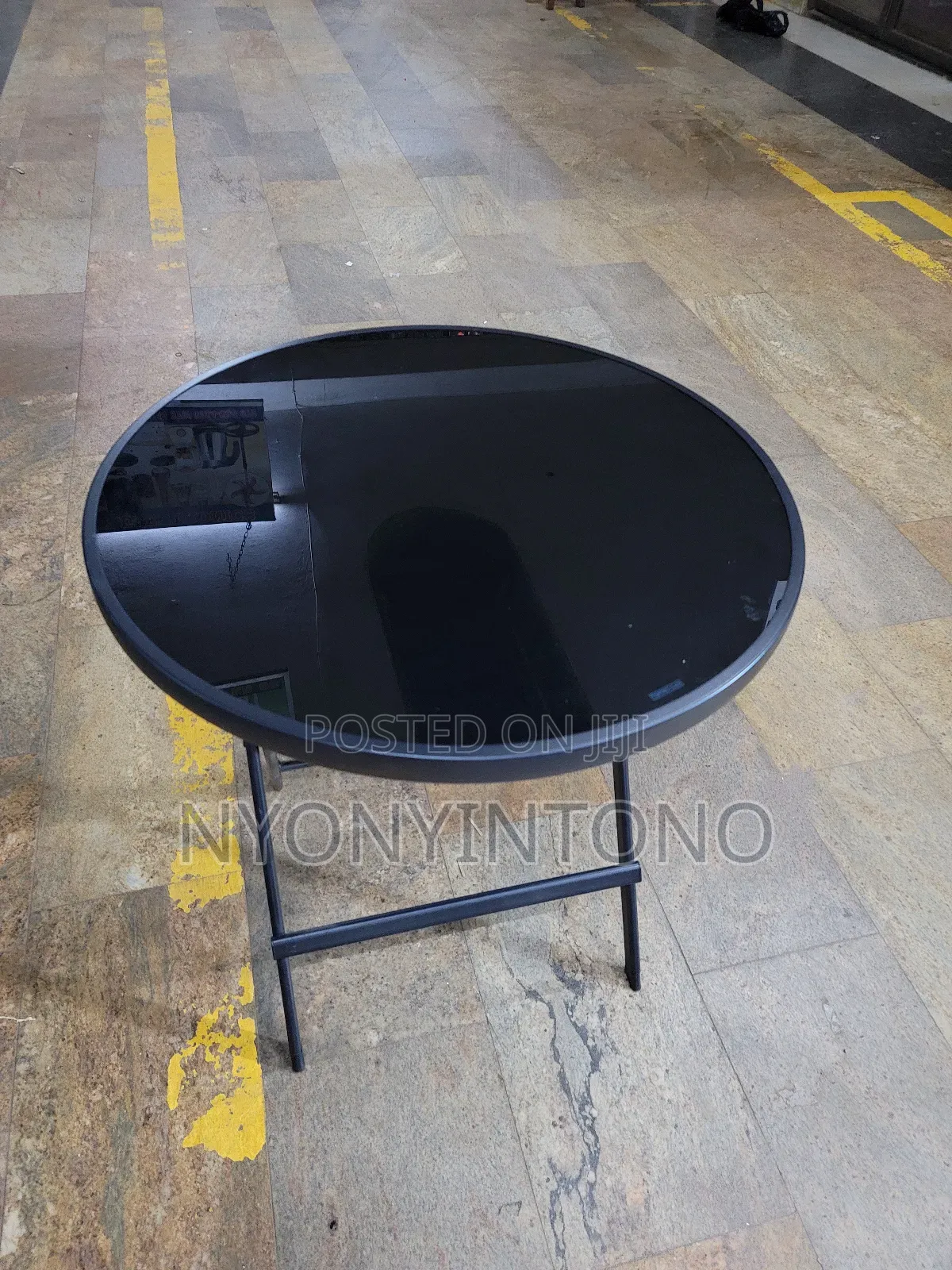 Strong and Unique Round Glass Table With Metal Frame