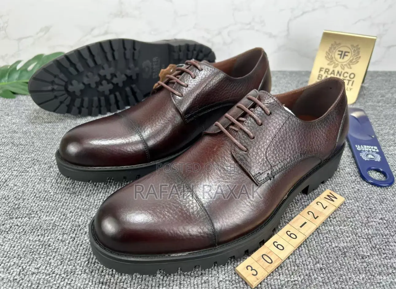Men’S Tan Rough Leather Franco Banetti Formal Lace Up Oxford