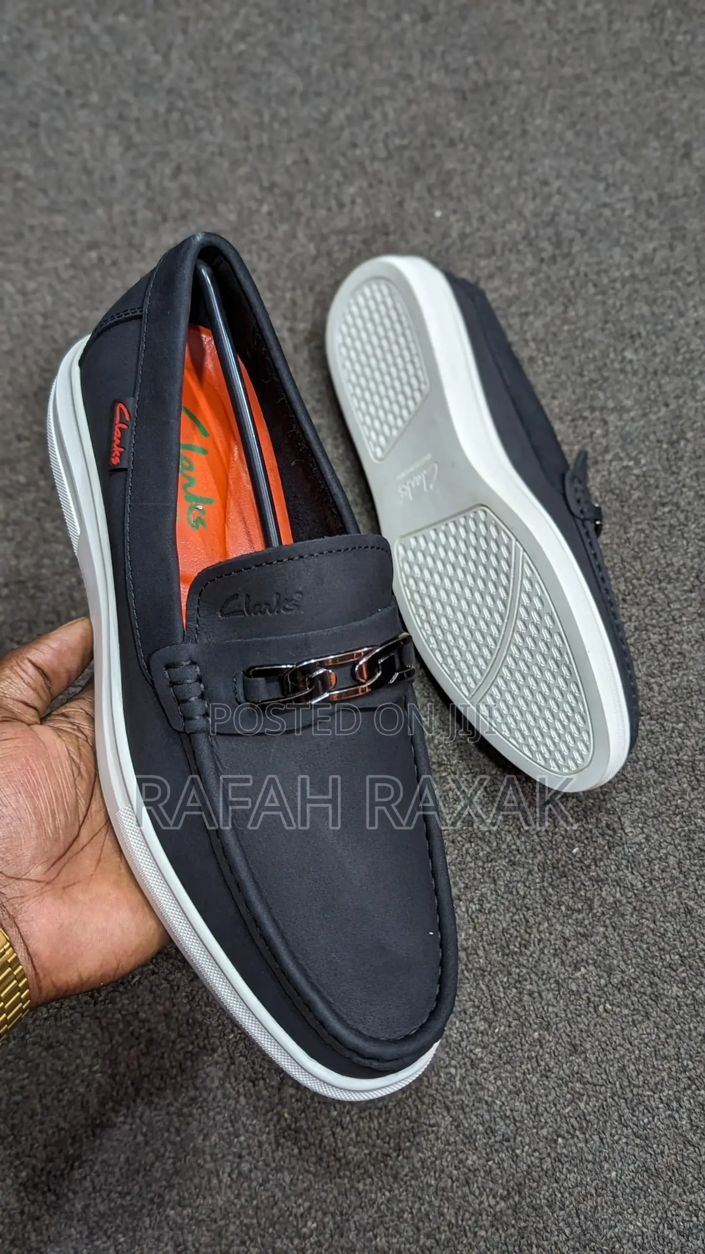 Classic Men’S Black/White Clarks Smart Casual Moccasins