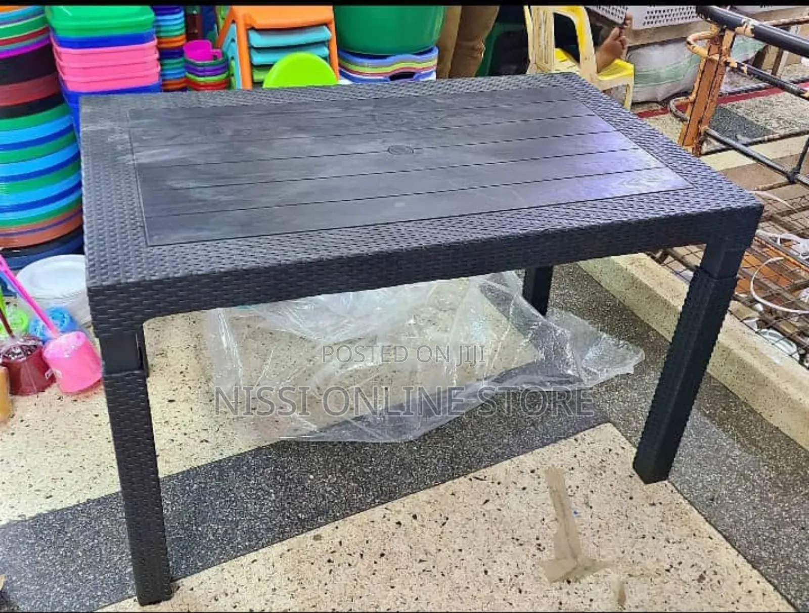 6 Seater Black Rattan Coffee Table