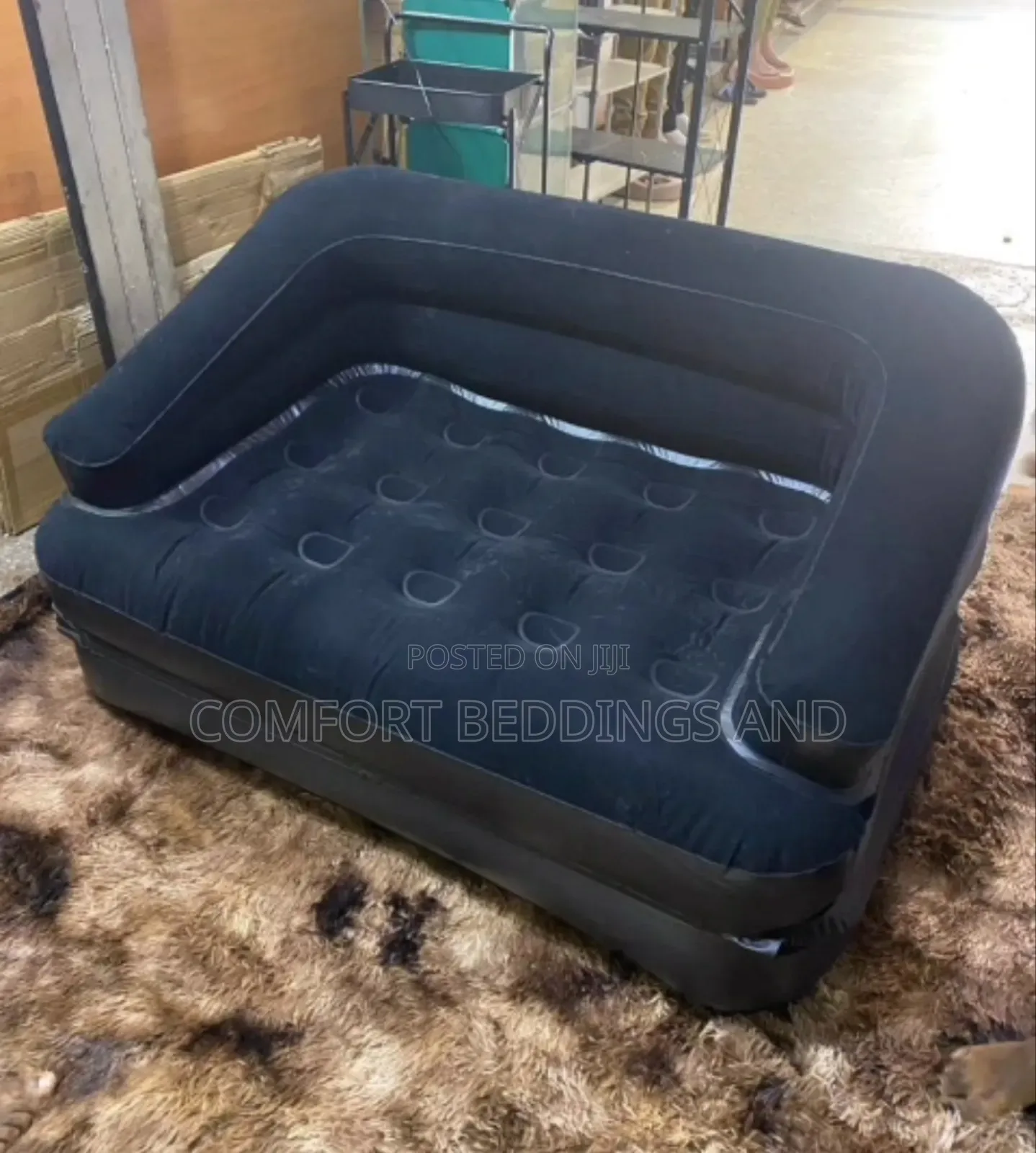 Double Inflatable Chair With Mattress Black