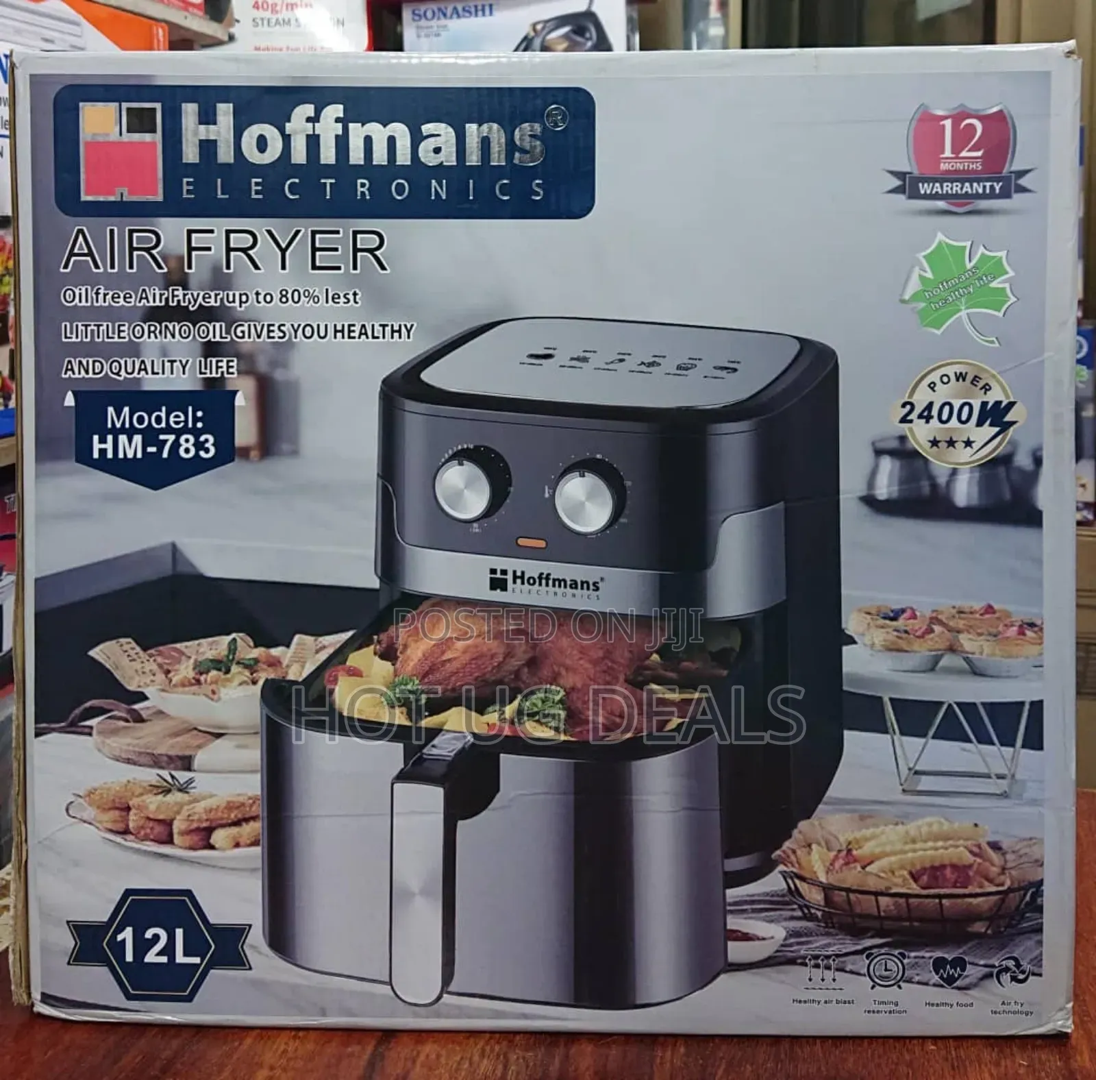 Hoffman 12l Electric Oil Free Healthy Air Fryer - Black