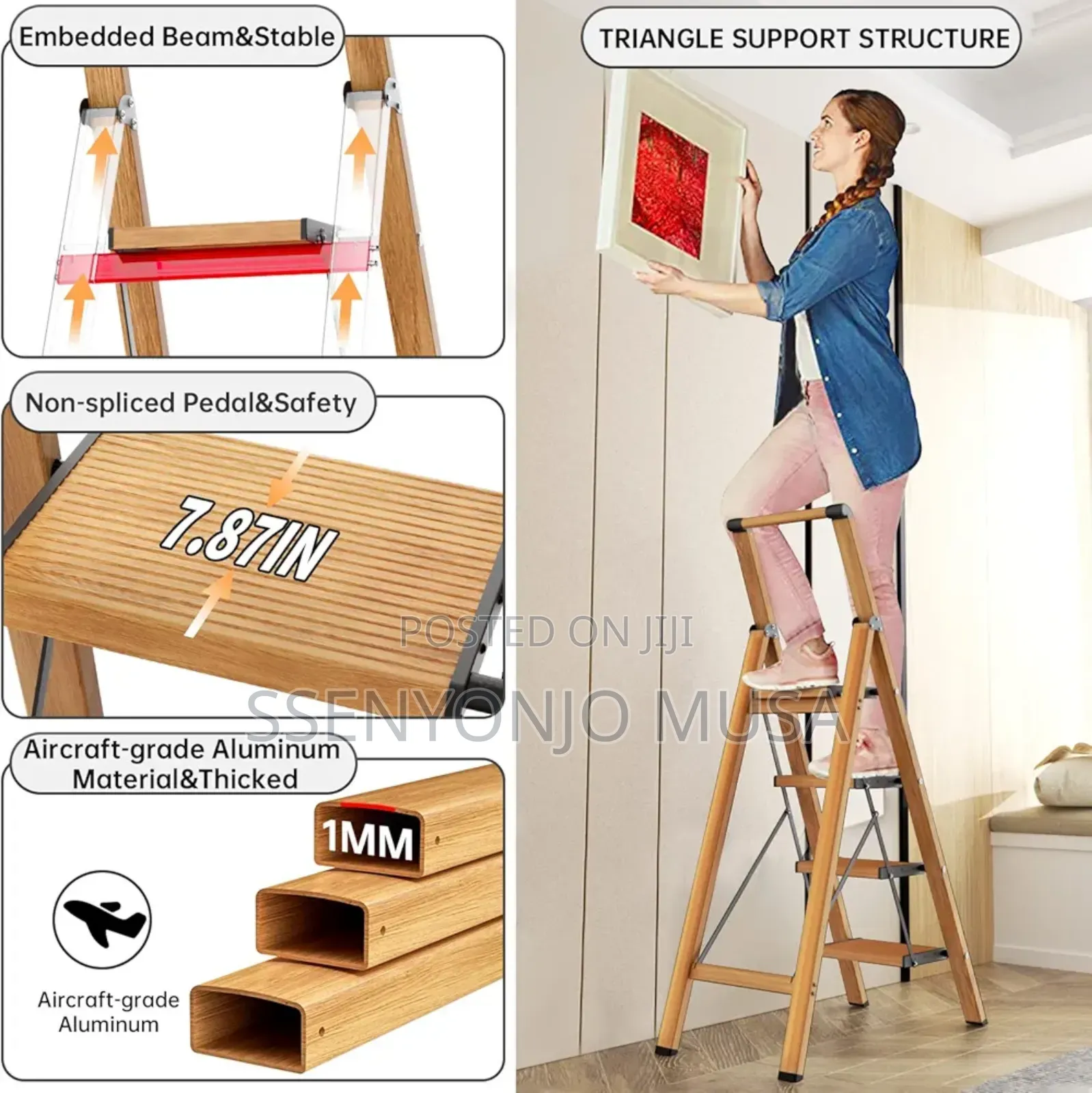 4-Step Folding Ladder - Lightweight Anti-Slip