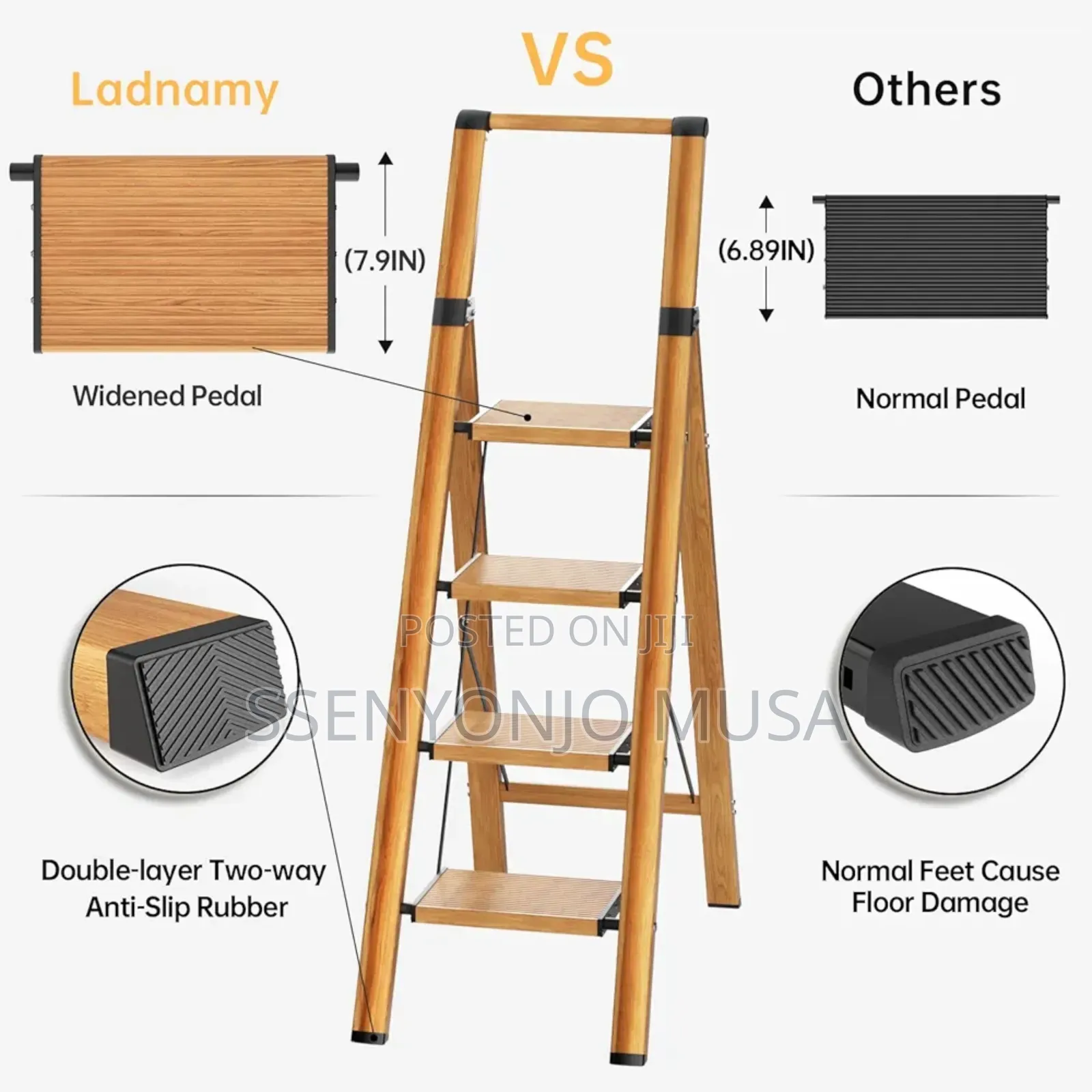 4-Step Folding Ladder - Lightweight Anti-Slip