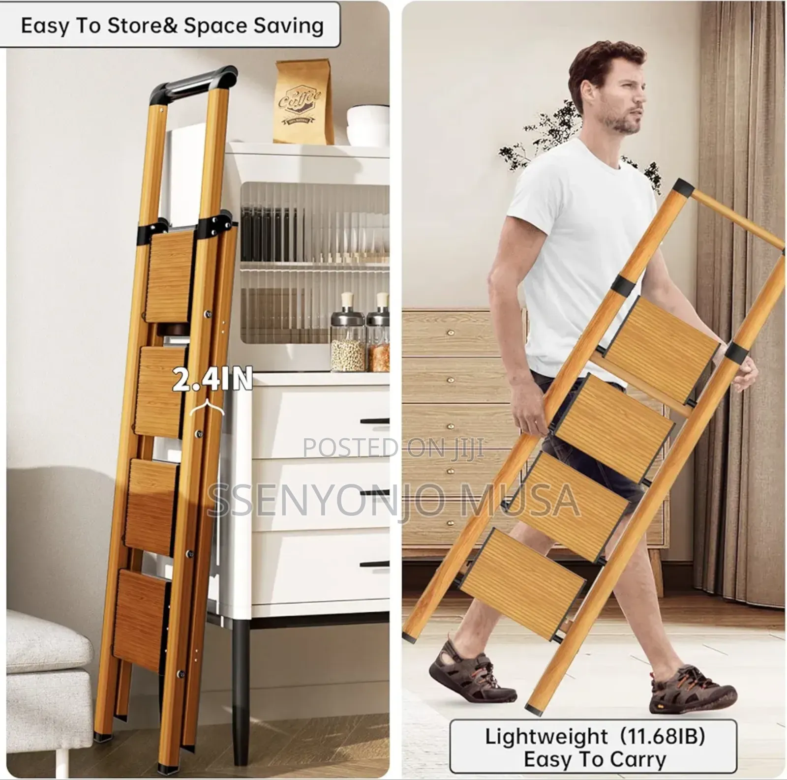 4-Step Folding Ladder - Lightweight Anti-Slip