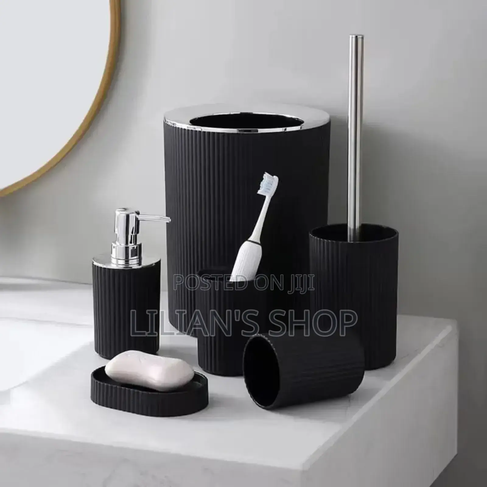 6pcs Bathroom Accessories Set Black