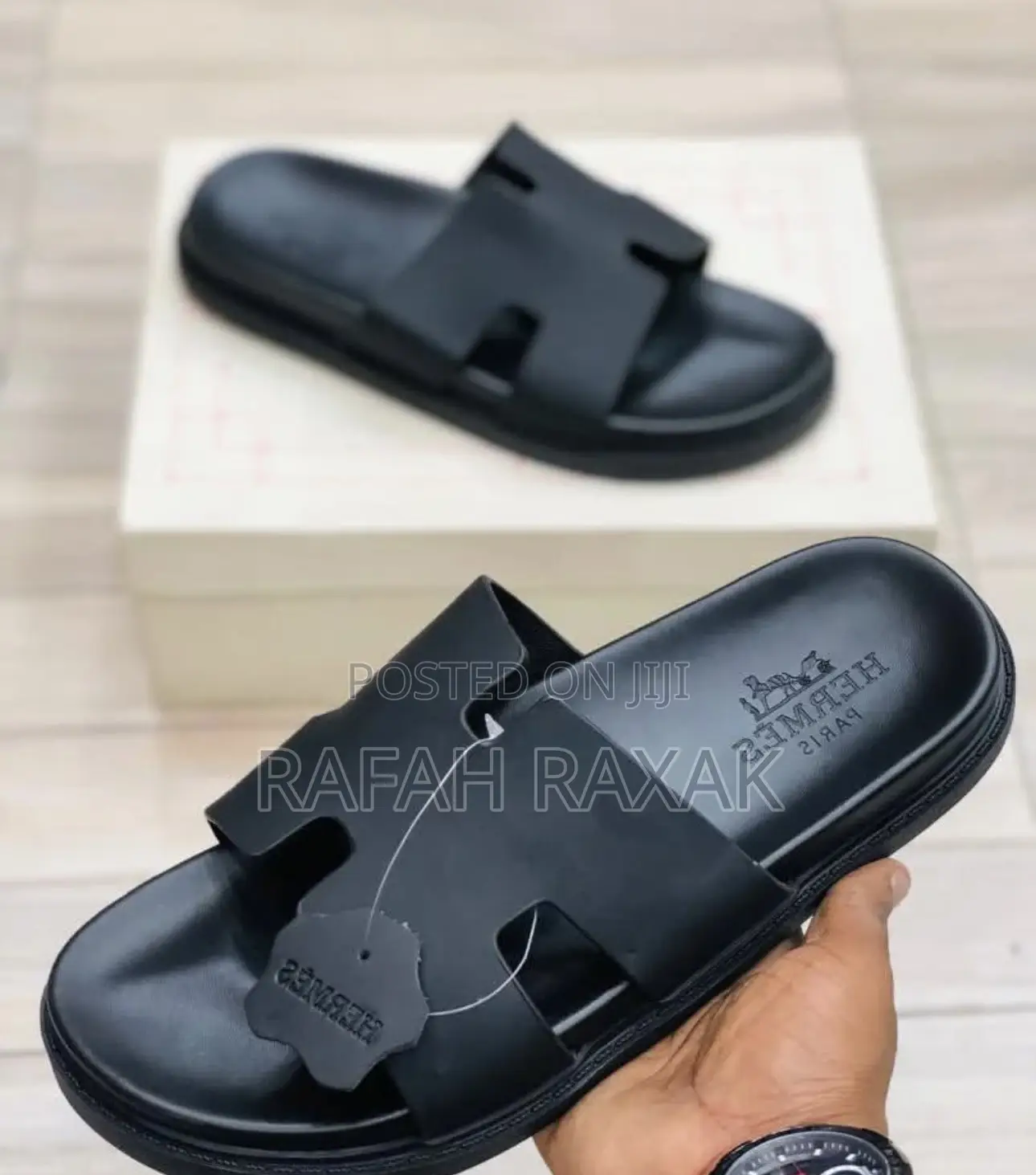 Original Men’S Classic Black Hermes Push in Sandals