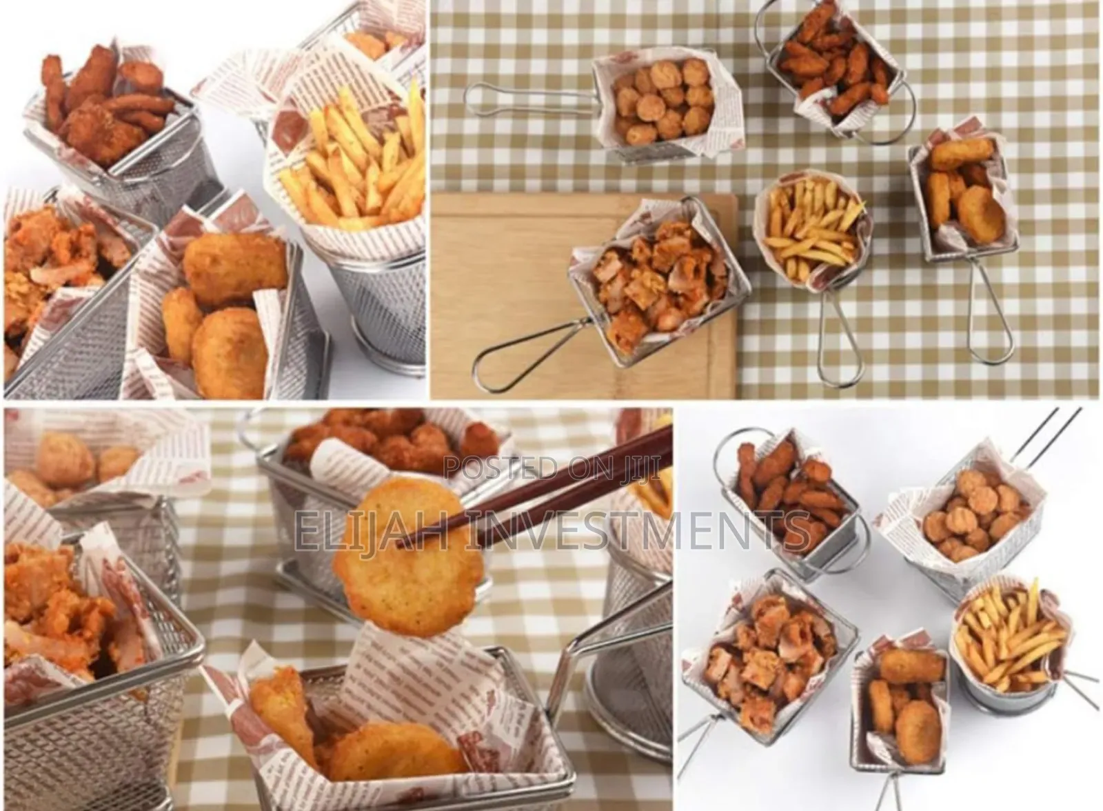 Mini Stainless Steel Fresh Fries Chips Serving Basket