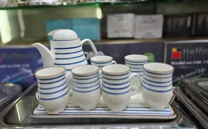 8pcs Blue Stripe Coffee Tea Set