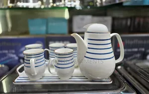 8pcs Blue Stripe Coffee Tea Set