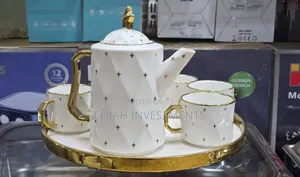 8pcs White Gold Star Coffee Tea Set