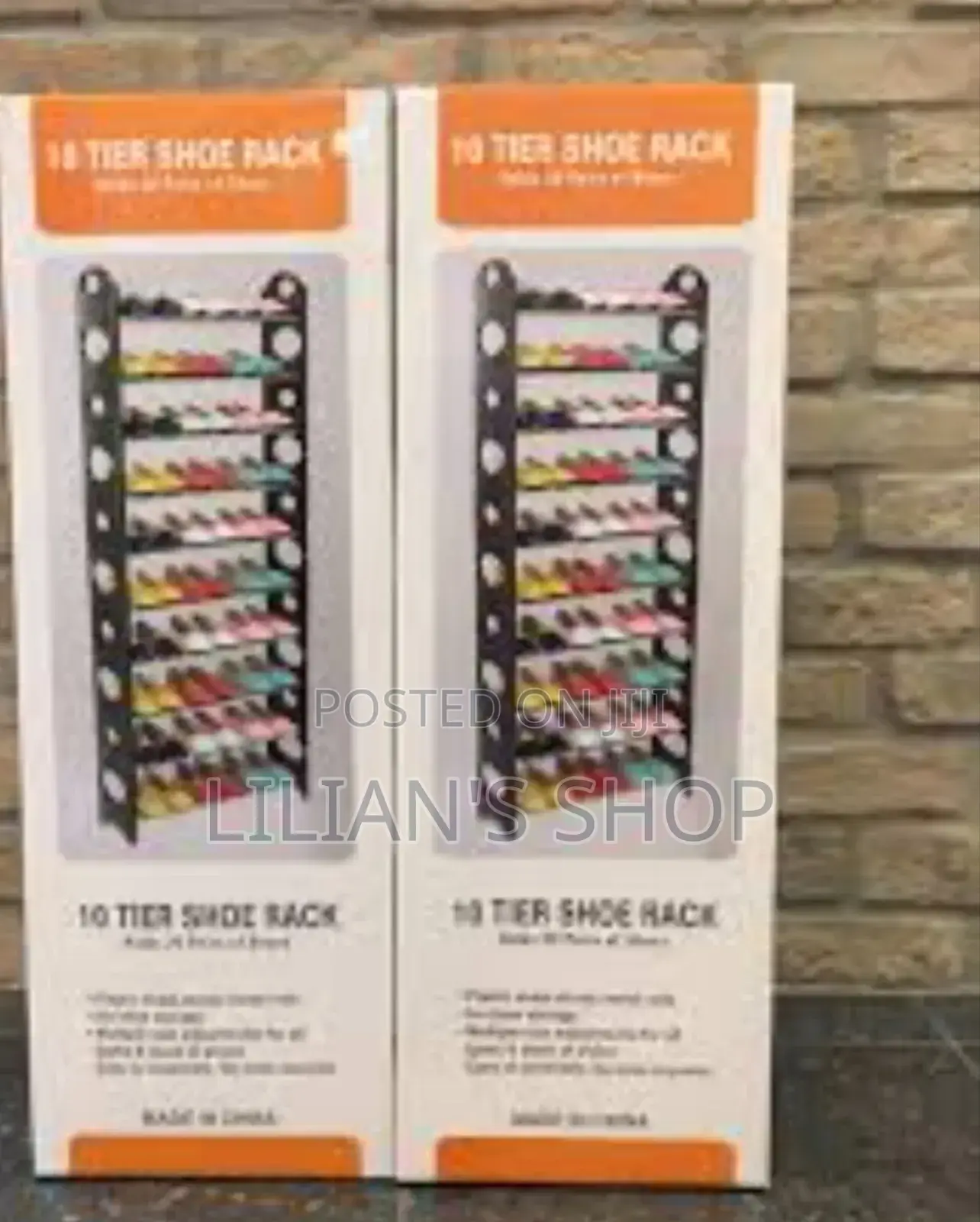 10 Tier Shoe Rack Black