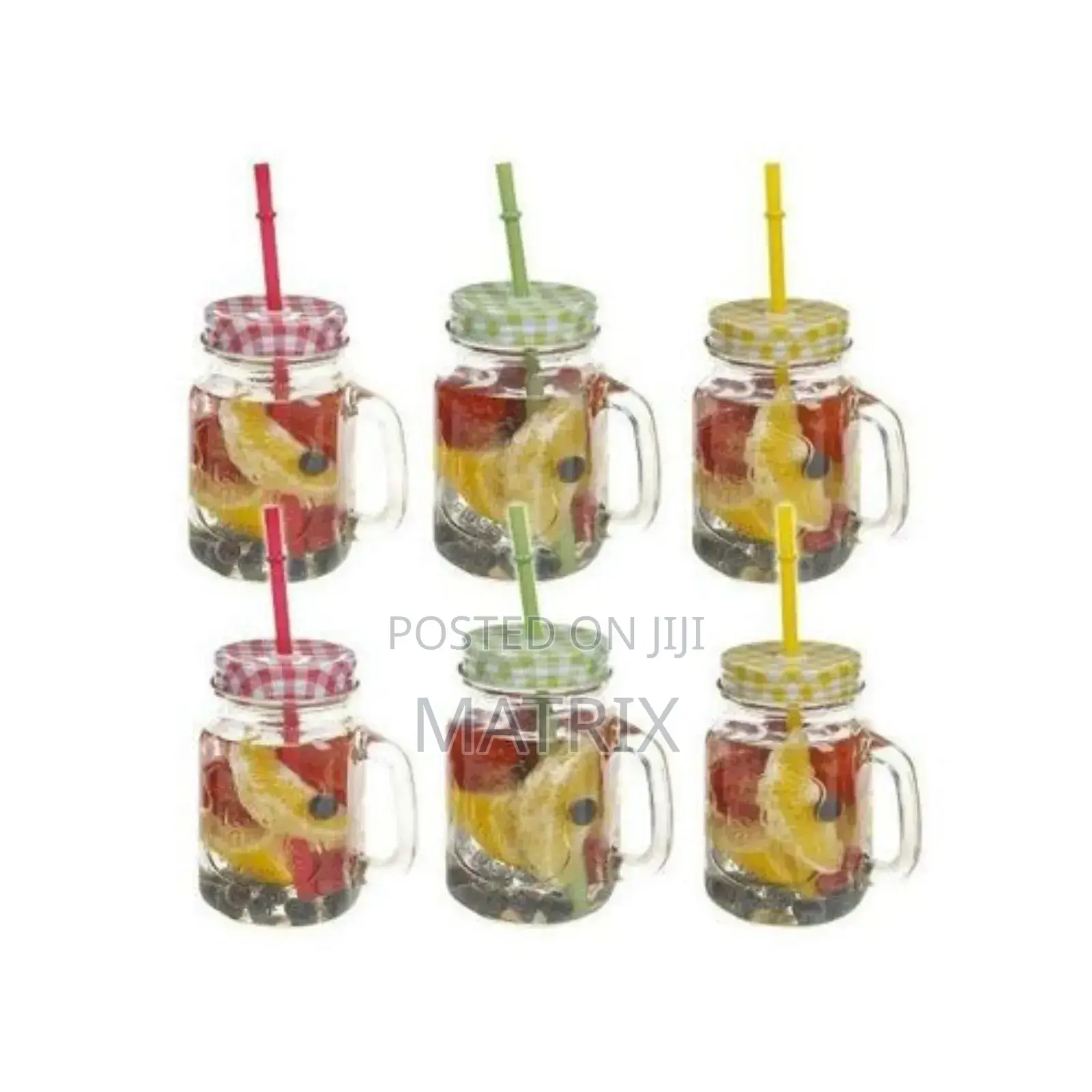 6 Pieces of Juice Glass Mason Jars Cup Mugs- Colorless.