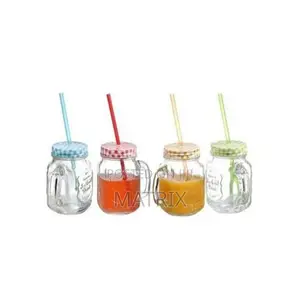 6 Pieces of Juice Glass Mason Jars Cup Mugs- Colorless.