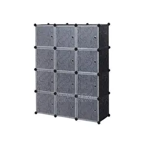 Elegant Plastic Wardrobe Not Assembled - Black