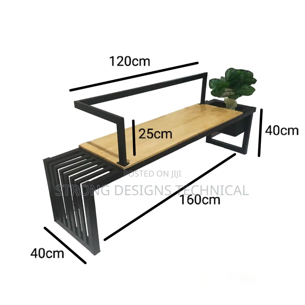 Long Waiting Bench/ Garden/ Balcony With Plant Stand