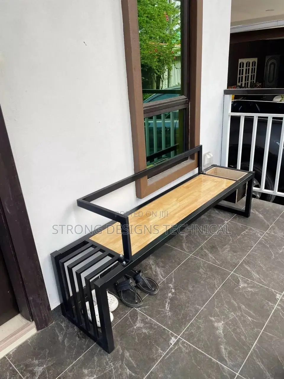 Long Waiting Bench/ Garden/ Balcony With Plant Stand