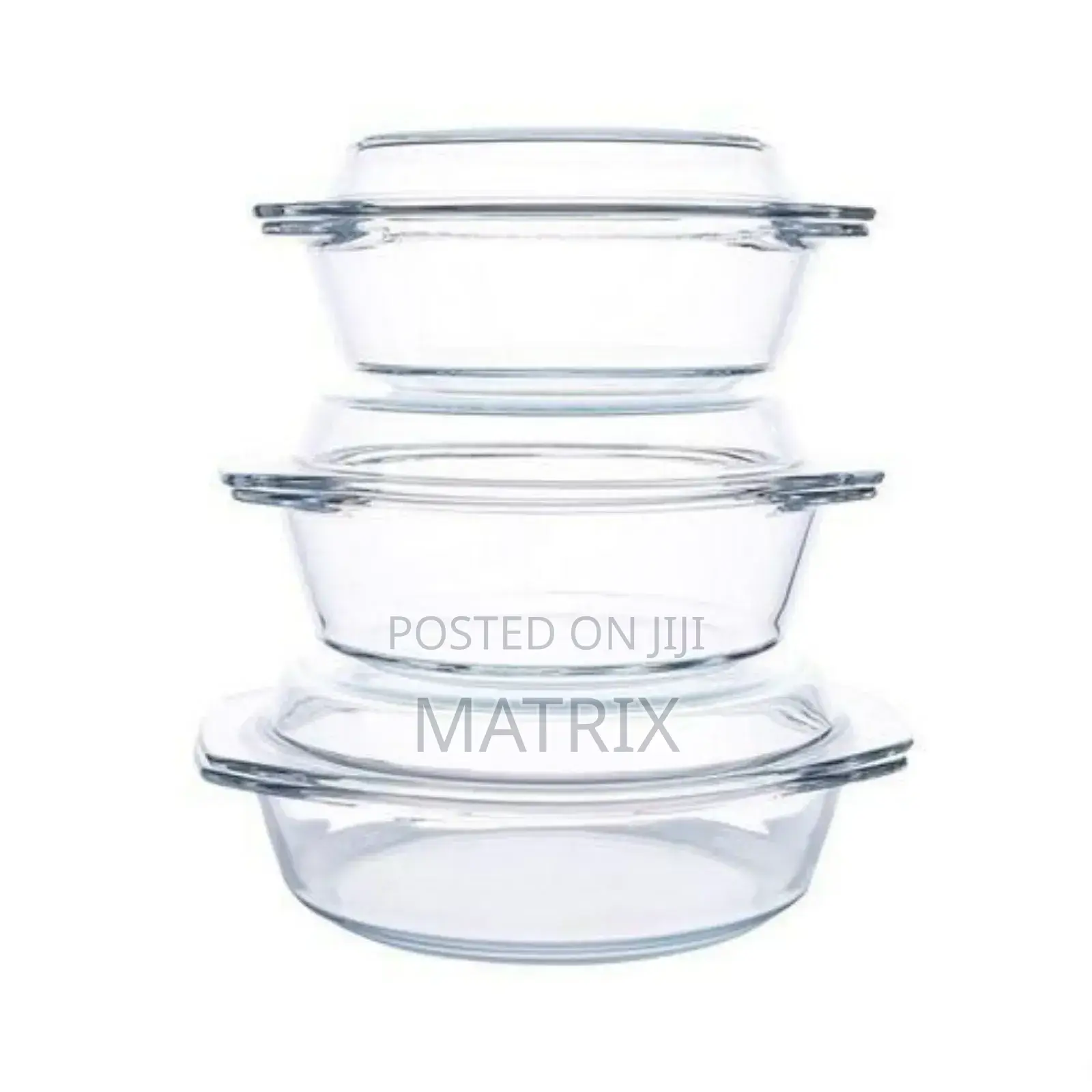 3 Piece Ceramic Casserole Serving Dishes -Transparent