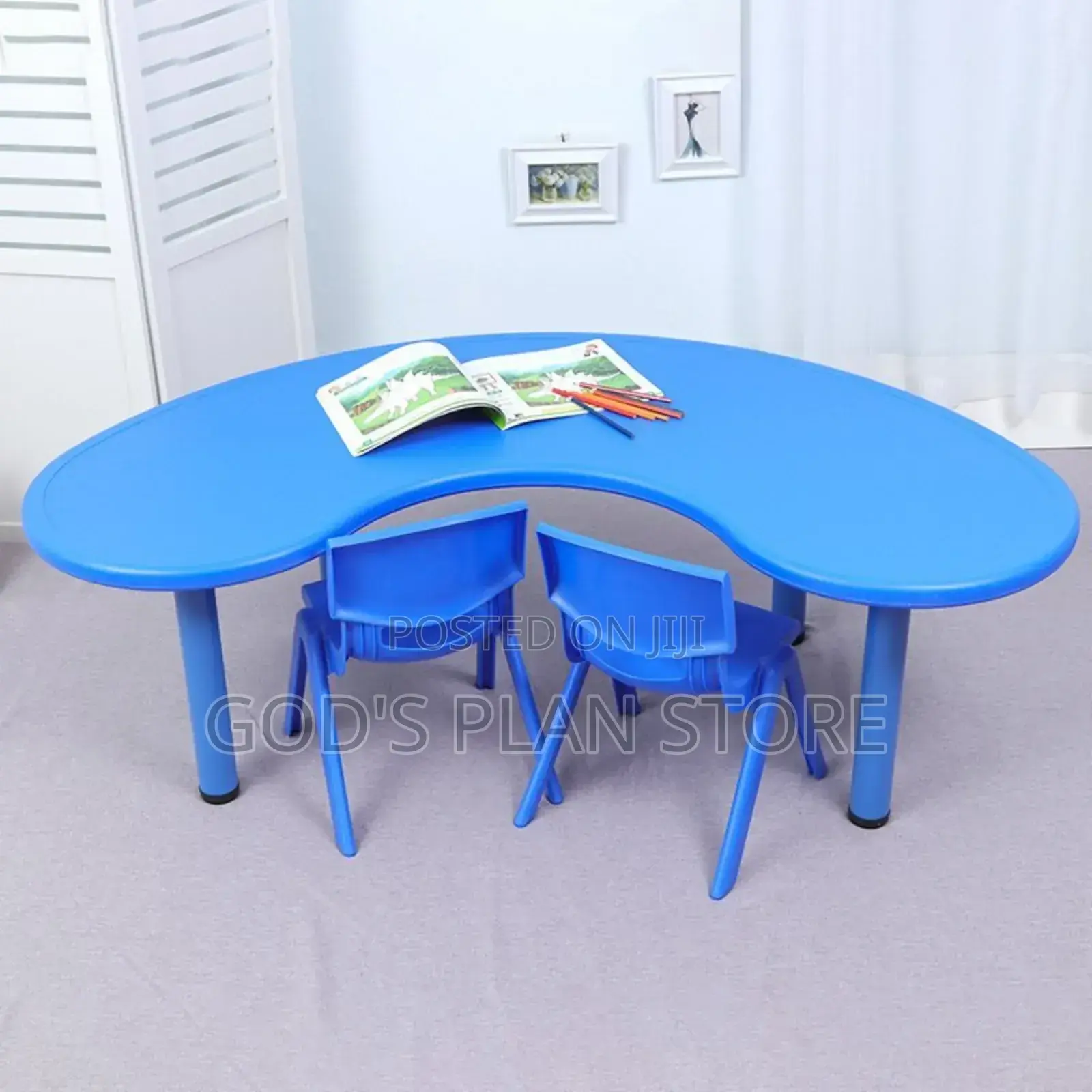 Blue Moon Shaped Plastic Kids Table