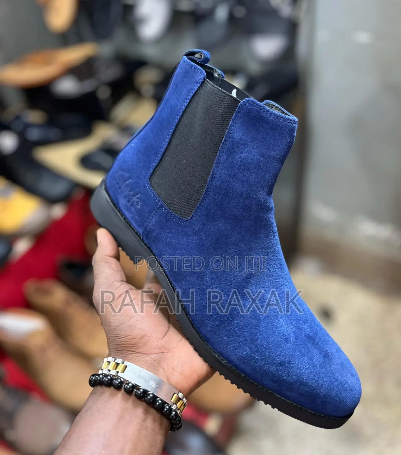 Men’S Classic Blue Suede Clarks Chelsea Boots