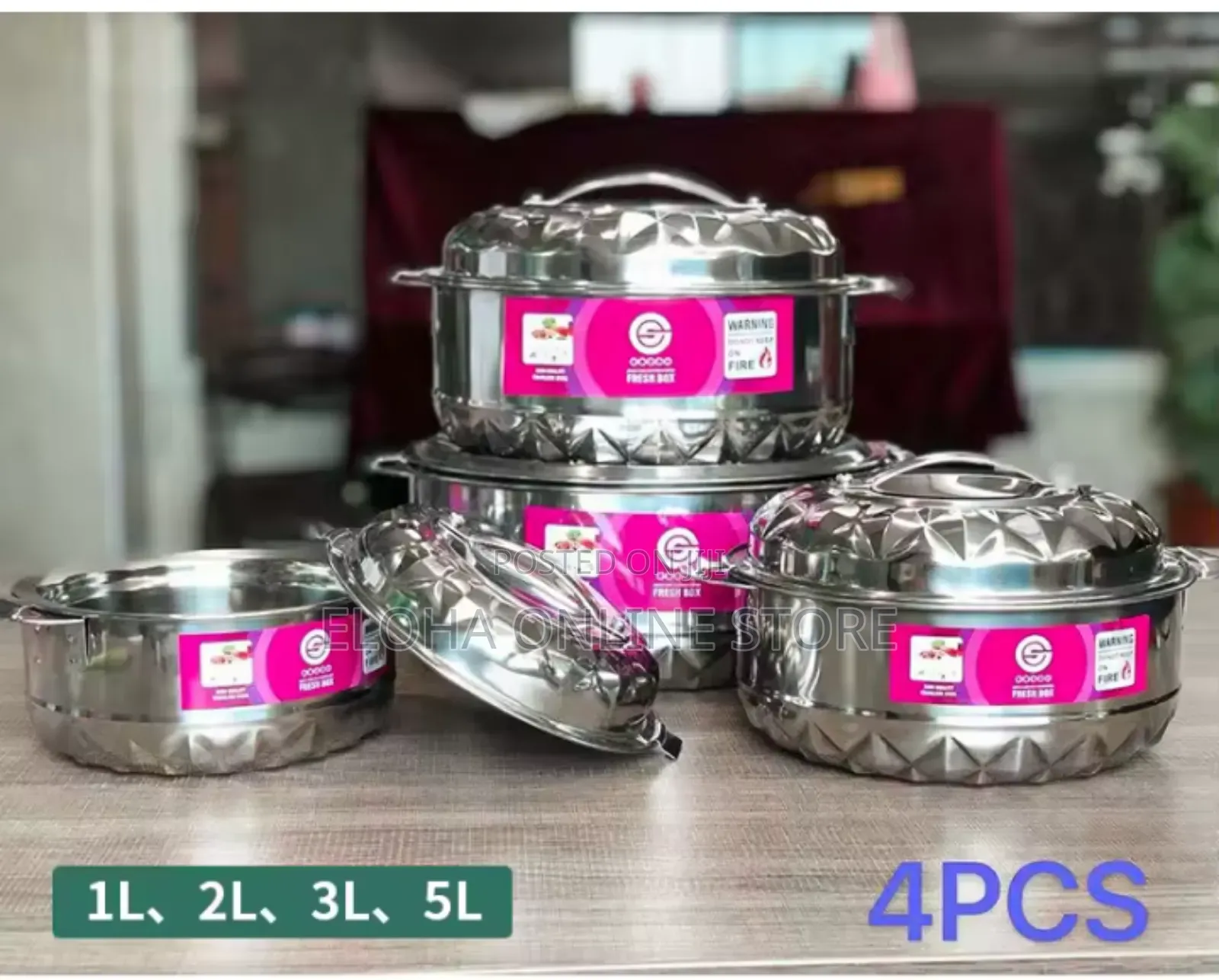 Non Stick Cooking Pot 4 PCS Double Wall Thermal Food Warmer