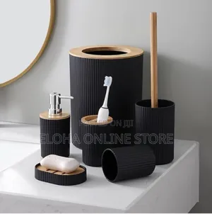 Multi-Functional 6-Piece Bamboo Bathroom Accessories