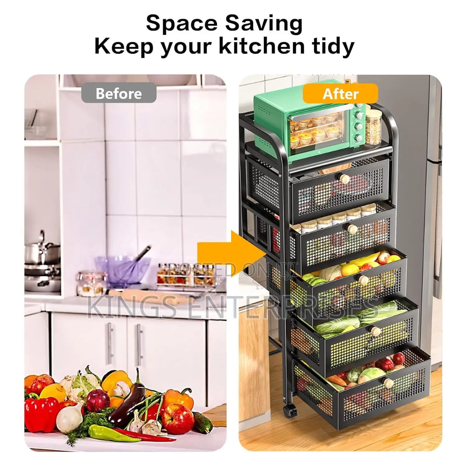 Kitchen Storage Cart With Rollers