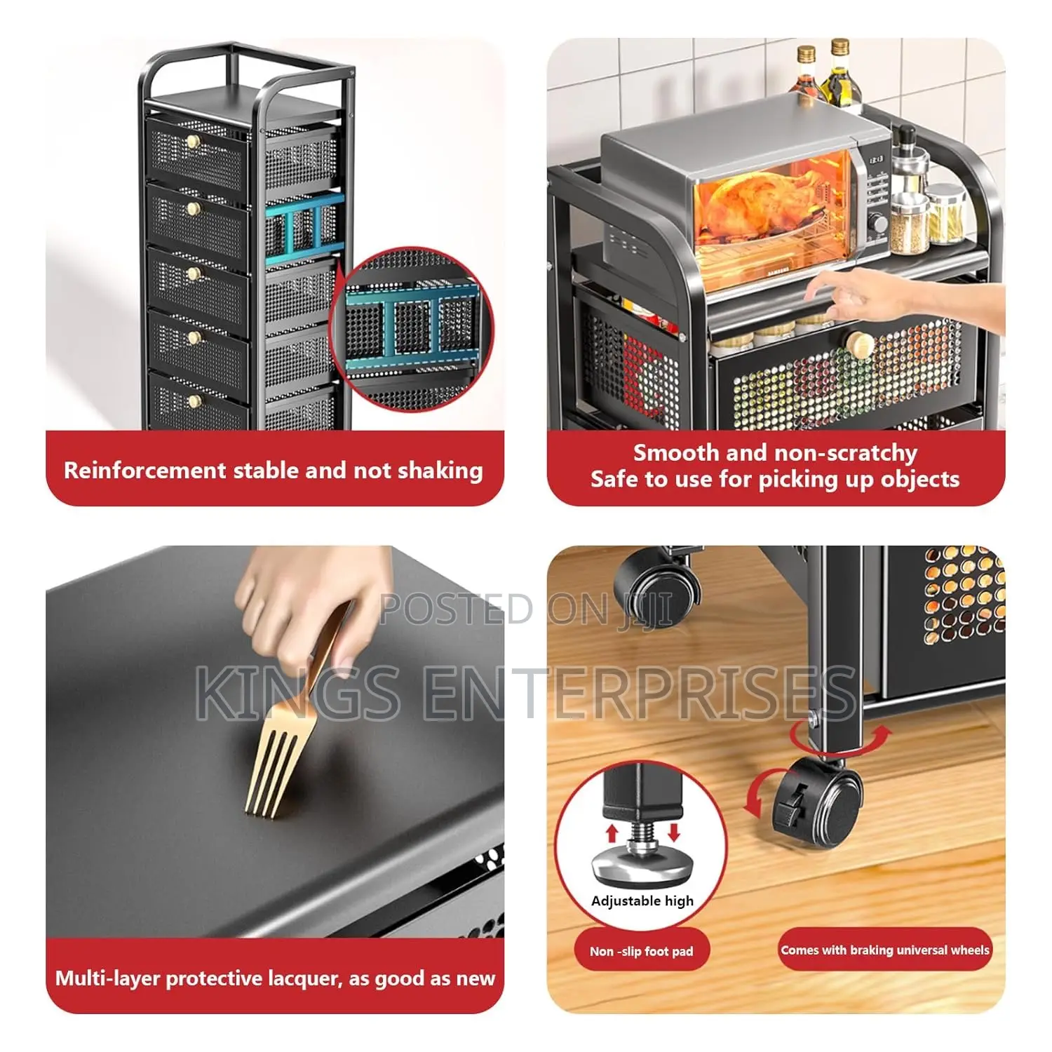 Kitchen Storage Cart With Rollers